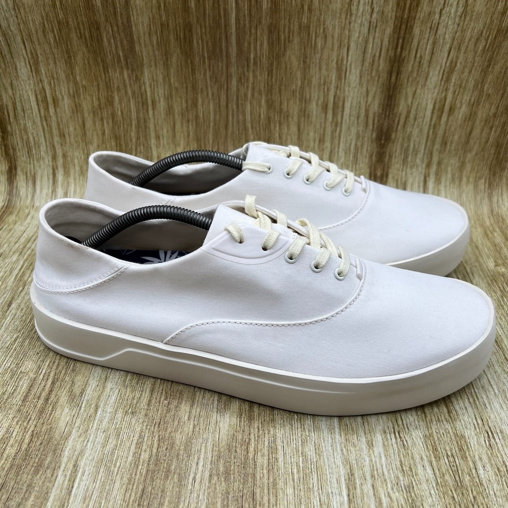 OluKai Tradewind Sneakers Mens Size 12 Off White Textile Drop-in Heel 10533-1818